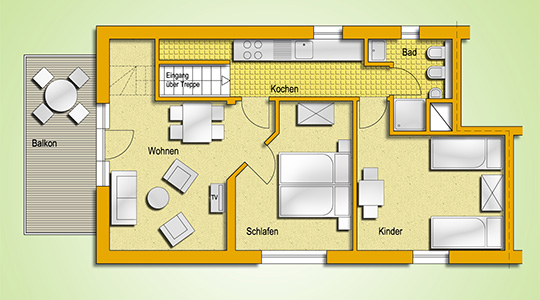 Grundriss Ferienwohnung Göhren Rügen